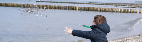 throwing stones at the sea on Hiddensee, Easter 2010. Photo: Xanthe Hall